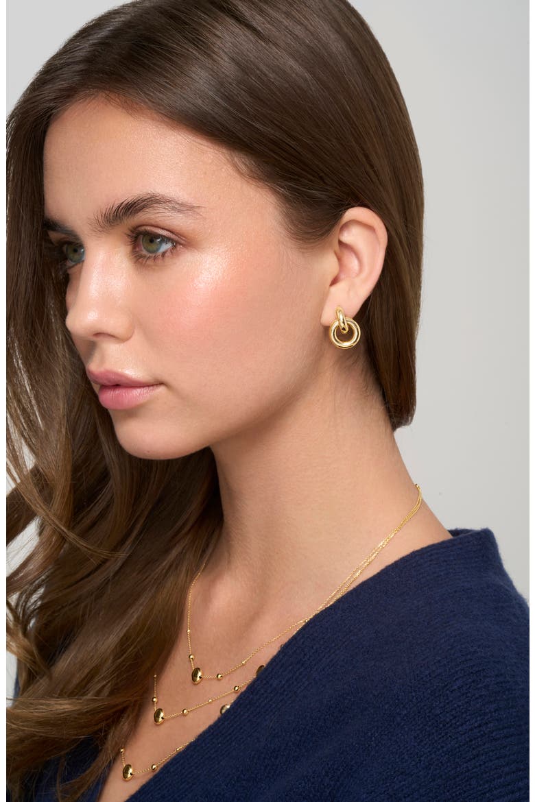 14K Gold Chunky Drop Hoop Earrings, Alternate, color, 14K YELLOW GOLD