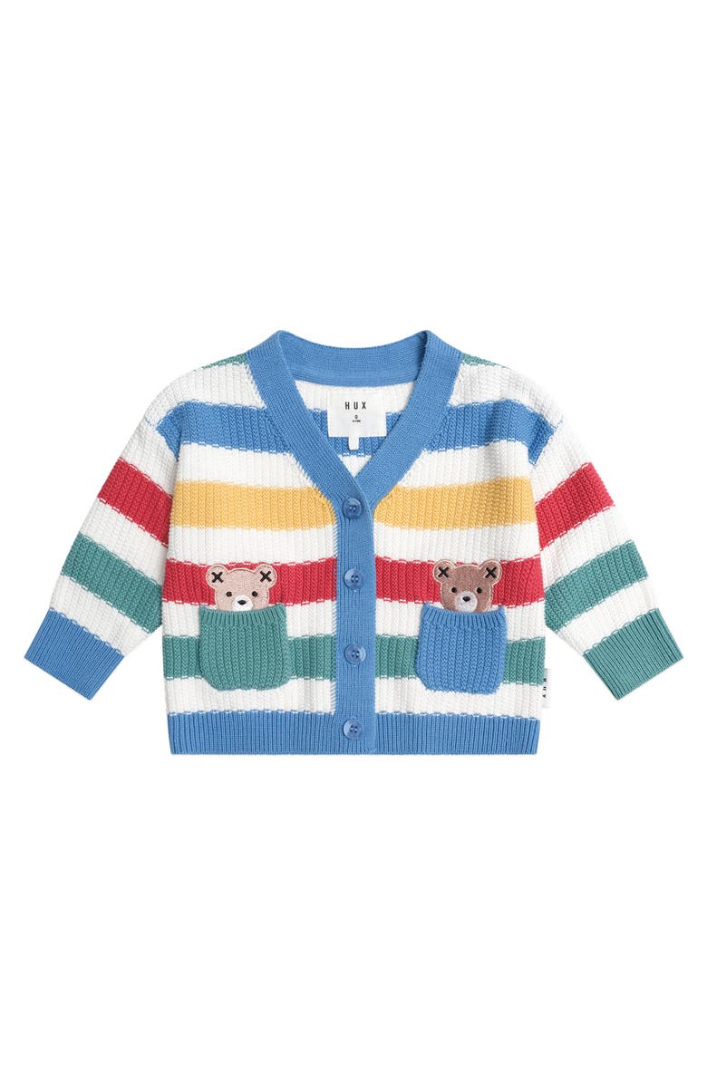 Huxbaby Peekaboo Hux Stripe Knit Cardi, Main, color, Multi