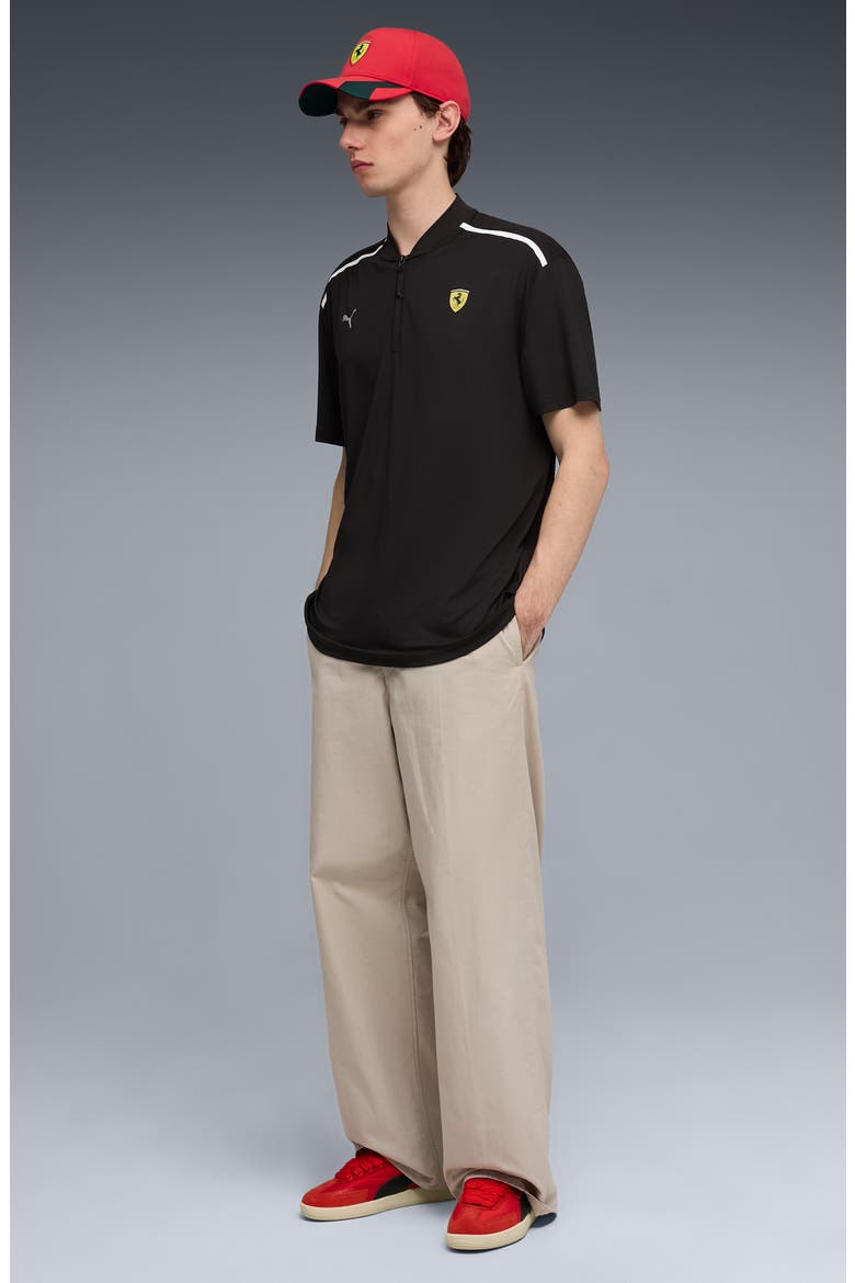 Scuderia Ferrari Cloudspun Blade Collar Performance Zip Polo, Alternate, color, PUMA BLACK