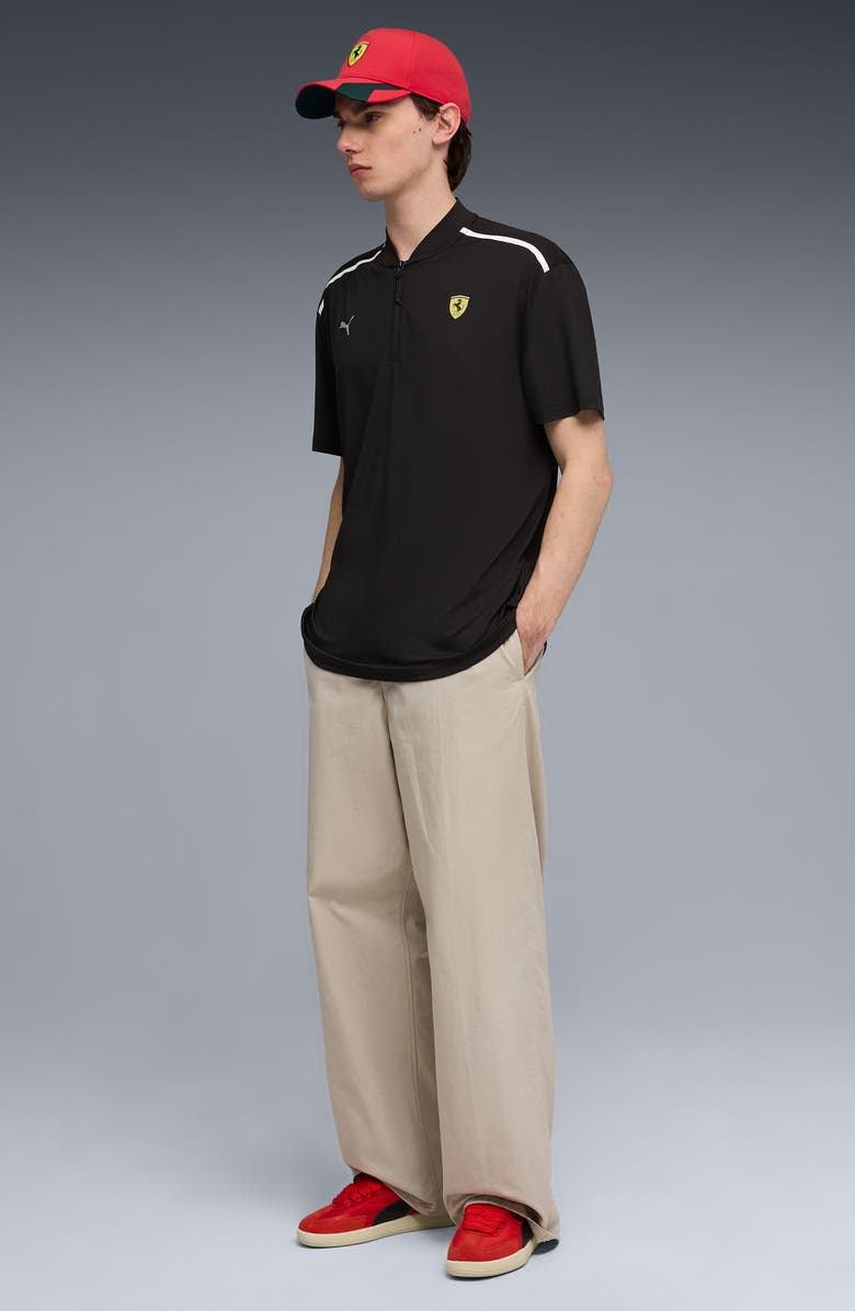 PUMA Scuderia Ferrari Cloudspun Blade Collar Performance Zip Polo, Alternate, color, Puma Black