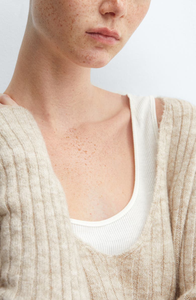 MANGO Rib V-Neck Sweater, Alternate, color, 