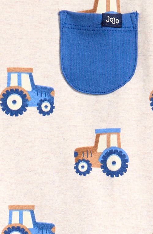 Jojo Maman Bébé Jojo Maman Bebe Tractor Print Cotton T-shirt & Shorts Set (baby In Natural/blue