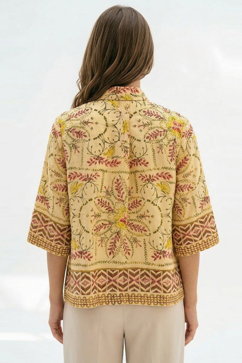 Nomi Short Sleeve Linen Shirt, Alternate, color, Multi Color