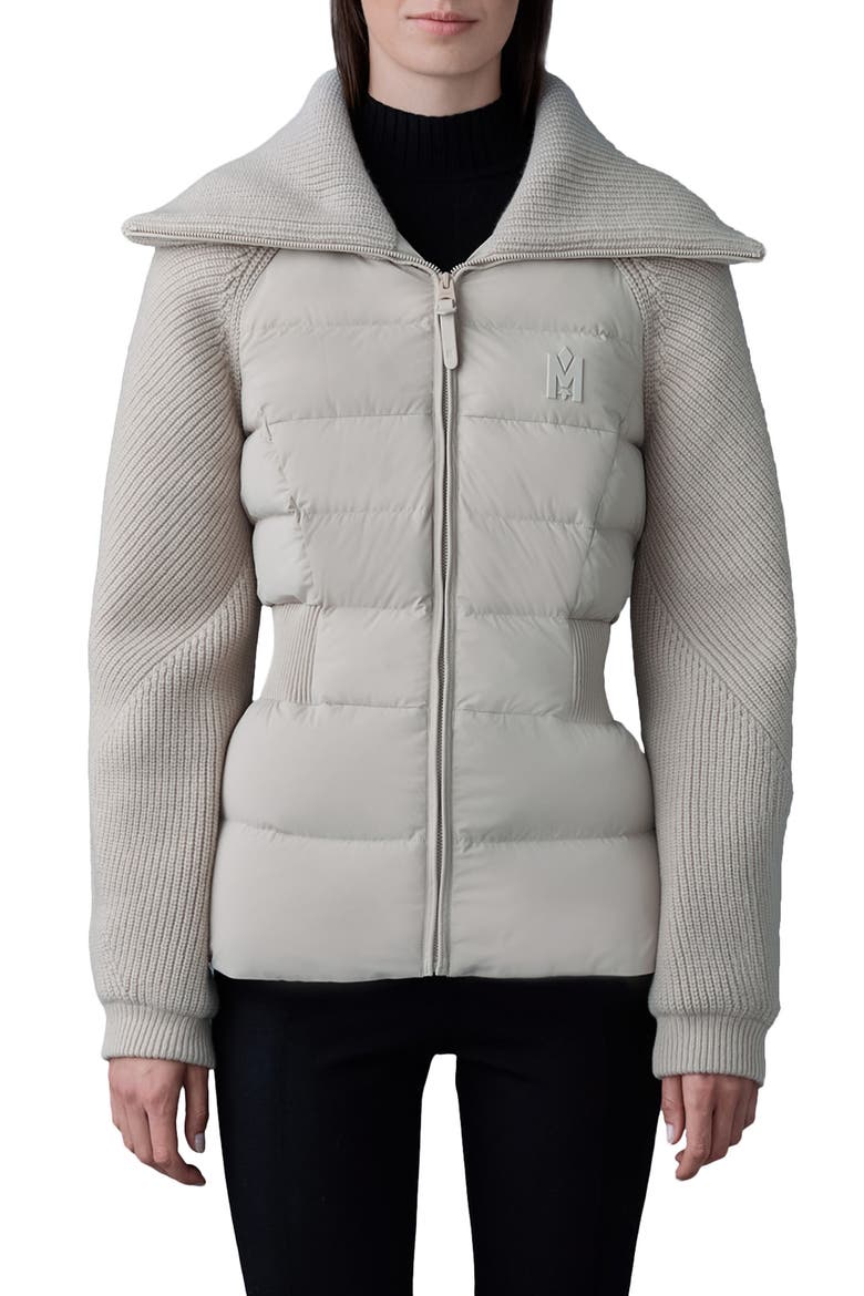 Foxy Mixed Media Quilted Down Jacket, Main, color, TRENCH