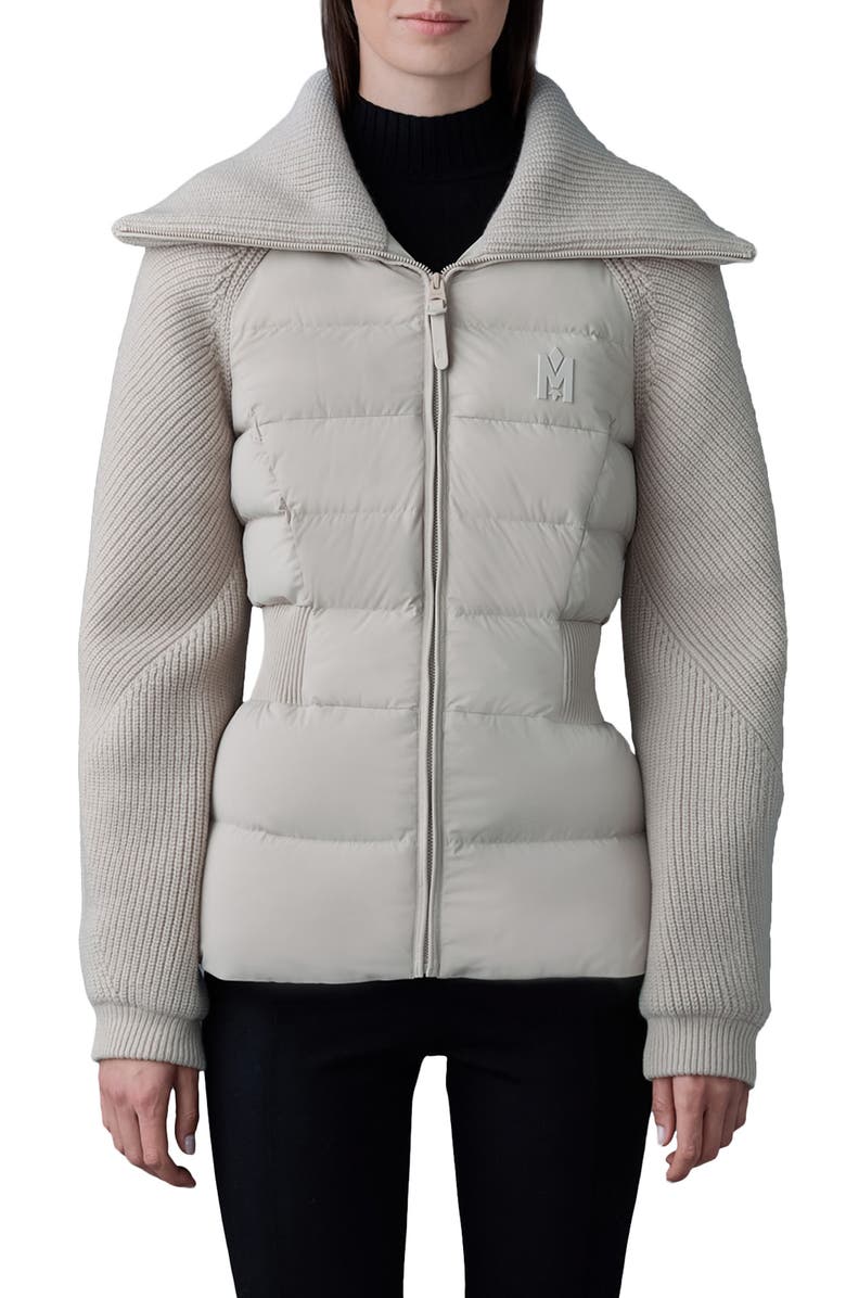 Mackage Foxy Mixed Media Quilted Down Jacket, Main, color, Trench