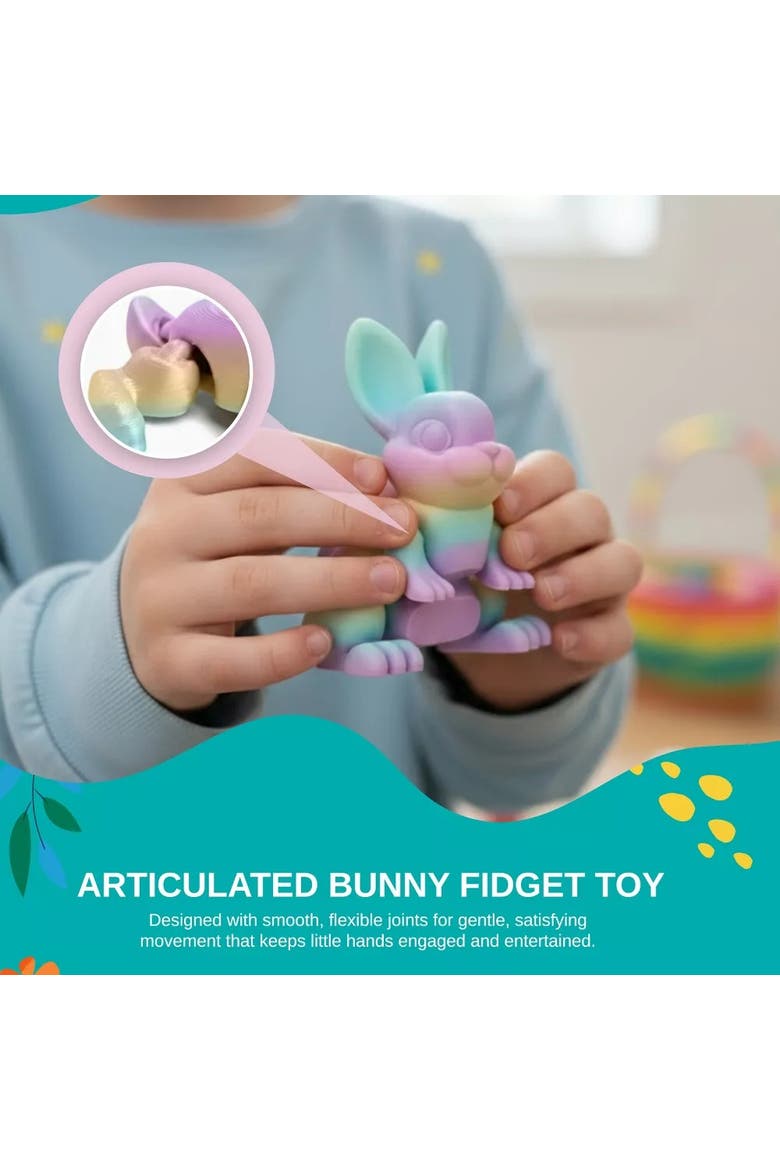 Easter Egg Basket Plush Set with 3D Printed Bunny Surprise Eggs, Alternate, color, Rainbow