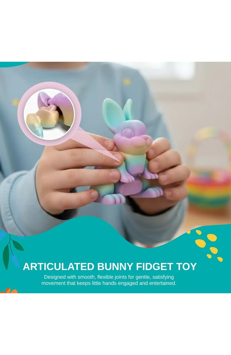 Sperric Easter Surprise Egg & 3D Printed Articulated Bunny Toy Set, Alternate, color, Rainbow