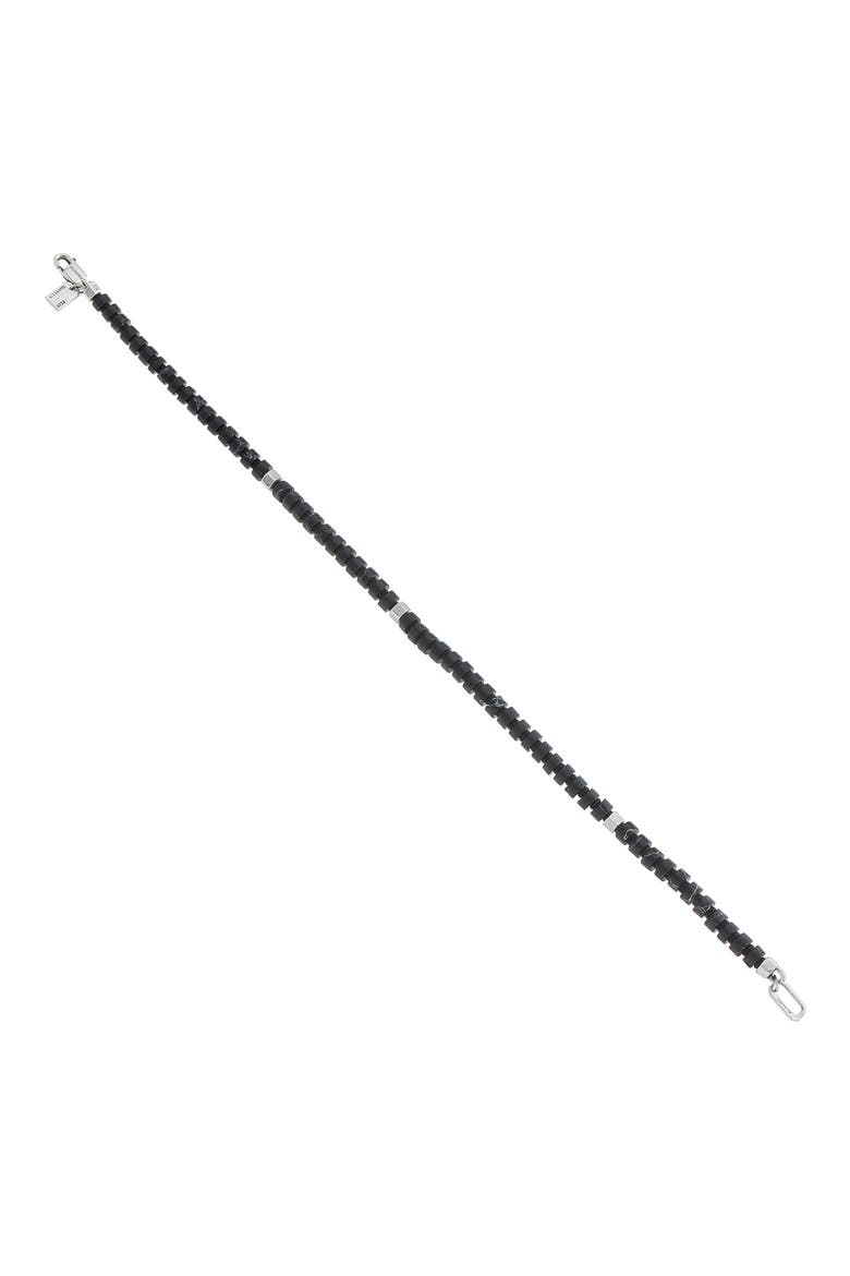 Men's Beaded Flex Bracelet, Alternate, color, BLACK/ WARM SILVER