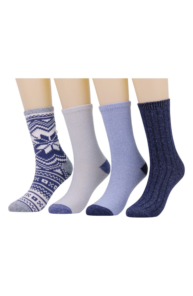 CUDDL DUDS 4-Pack Boot Crew Socks, Alternate, color, Blue