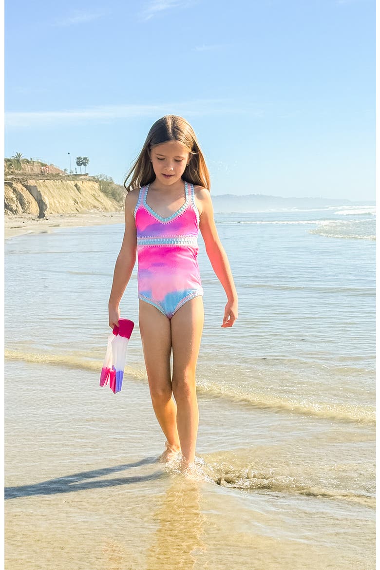 Kids' Sadie Rainbow Embroidered One-Piece Swimsuit, Alternate, color, DREAM