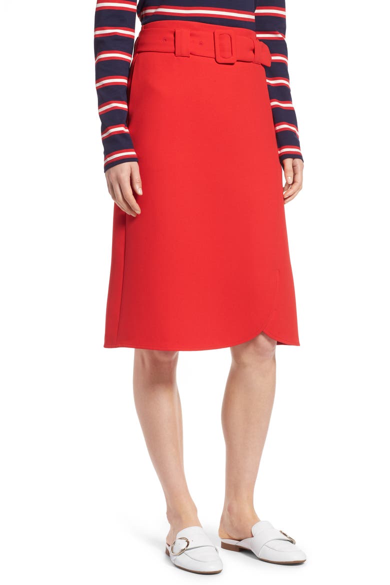 Belted Skirt, Main, color, RED CHINOISE
