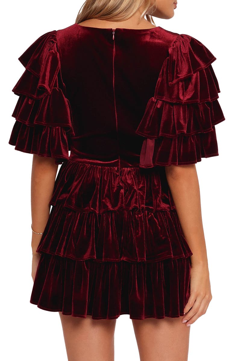 Petal & Pup Agnes Ruffle Velvet Tunic, Alternate, color, Wine