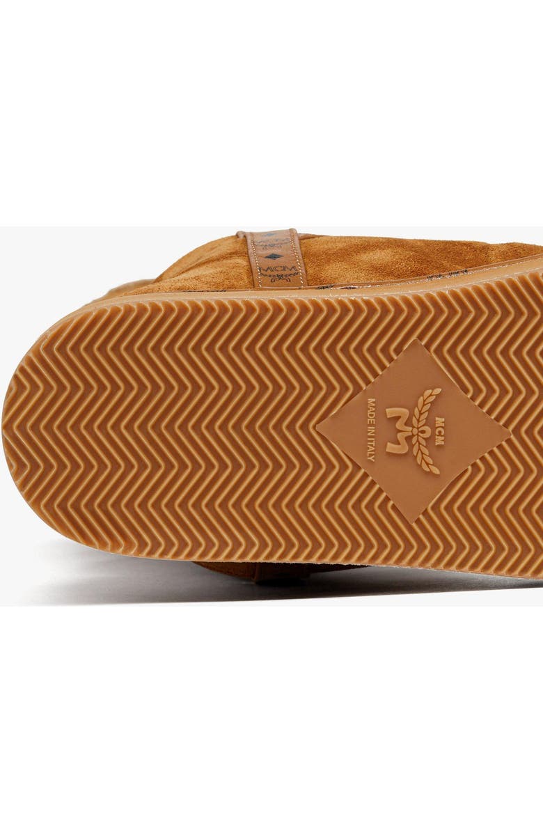 MCM Women's Boots in Calfskin Suede Leather, Alternate, color, Cognac