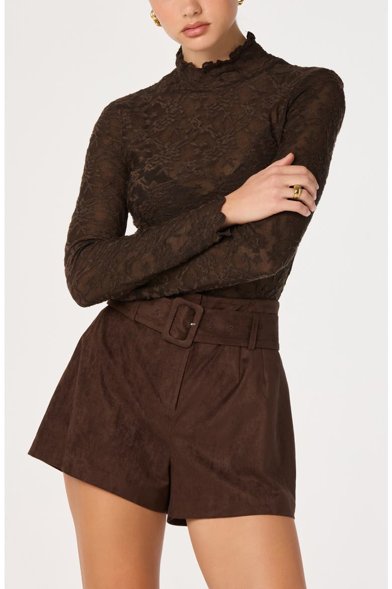Rain High Waist Belted Shorts, Alternate, color, ESPRESSO