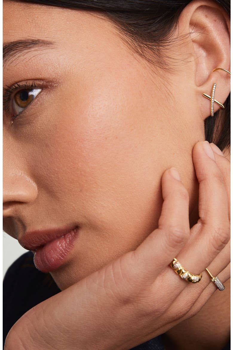 Pavé Diamond X Oversized Stud Earrings, Alternate, color, Yellow Gold