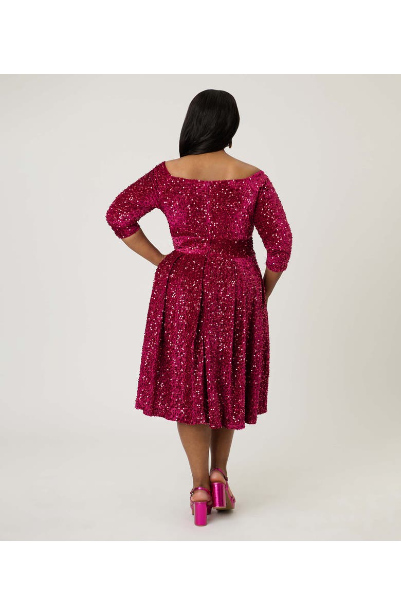 Unique Vintage Plus Size 1950s Marceline Swing Dress, Alternate, color, Burgundy