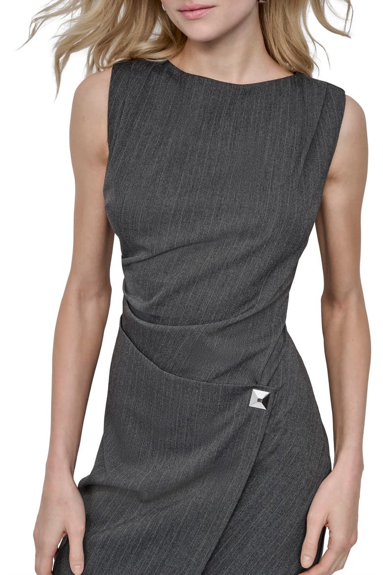 Faux Wrap Dress, Alternate, color, HEATHER GREY/ IVORY