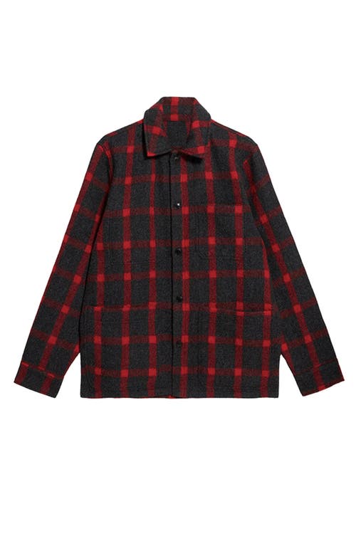 Fortela Steck Wool Check Overshirt In Black