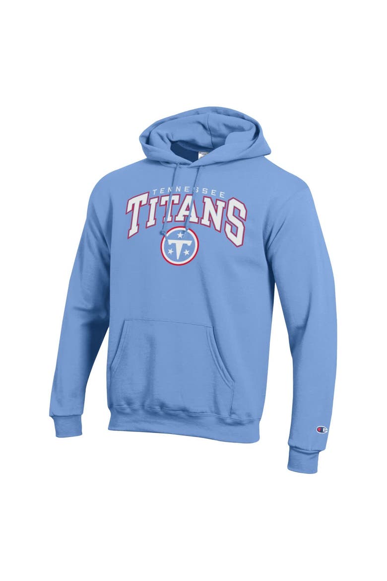 Men's Champion Light Blue Tennessee Titans Powerblend Arch over Logo Hoodie, Alternate, color, Light Blue