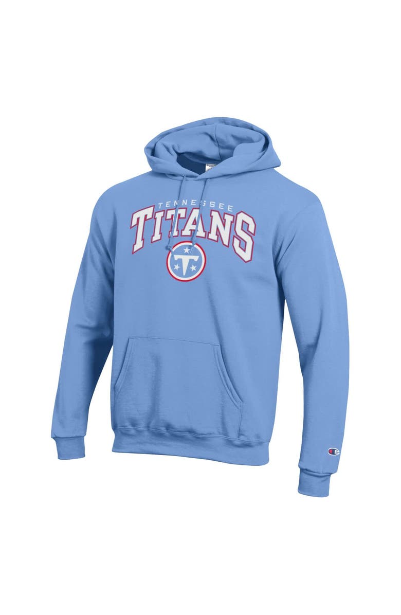 Champion Men's Champion Light Blue Tennessee Titans Powerblend Arch over Logo Hoodie, Alternate, color,