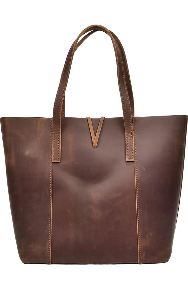 STEEL HORSE LEATHER The Taavi Tote | Handcrafted Leather Tote Bag, Alternate, color, Brown