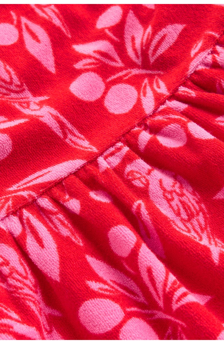 Mini Boden Kids' Ariel Parrot Print French Terry Twirly Dress, Alternate, color, Poppy Red Parrot Palm