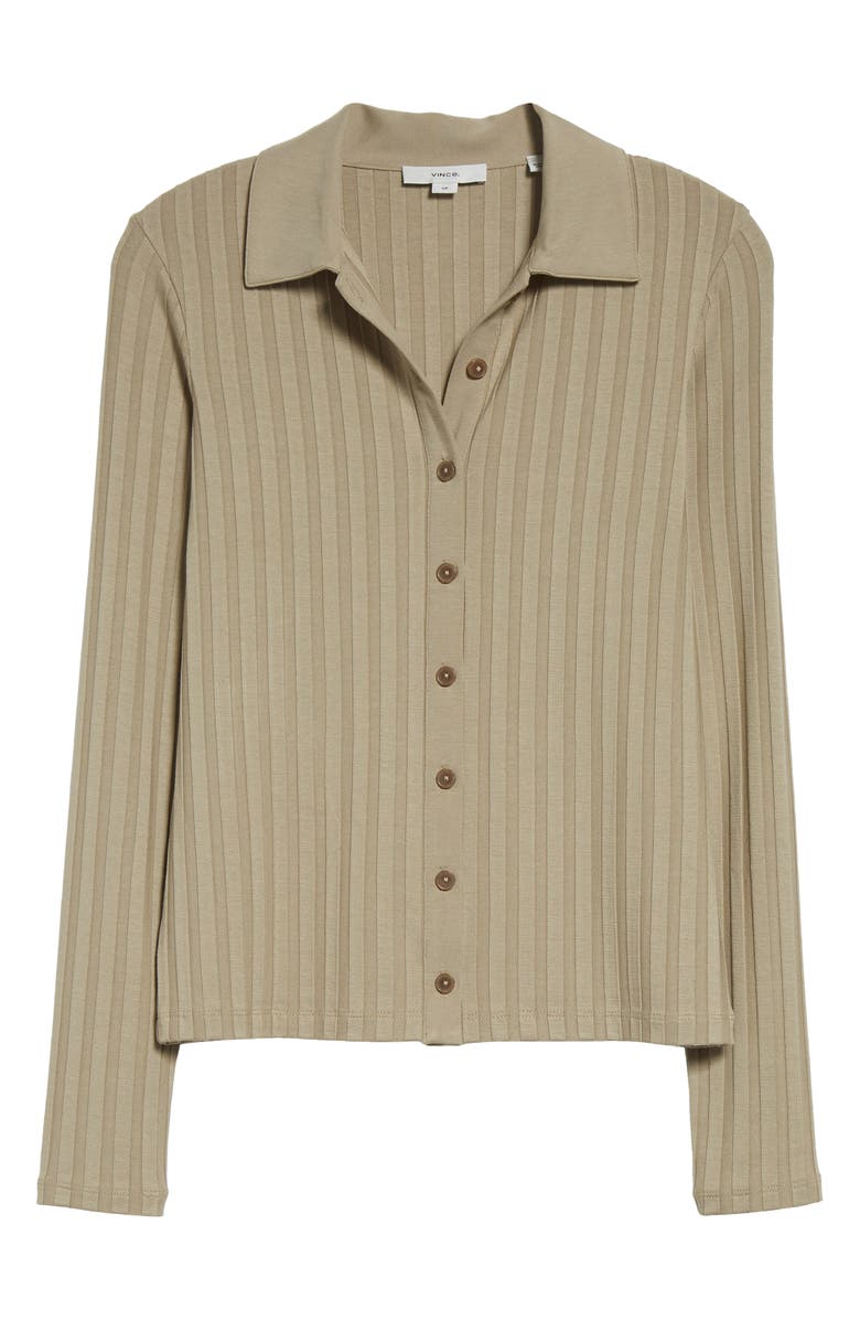 Vince Collar Rib Cardigan, Alternate, color, Mojave