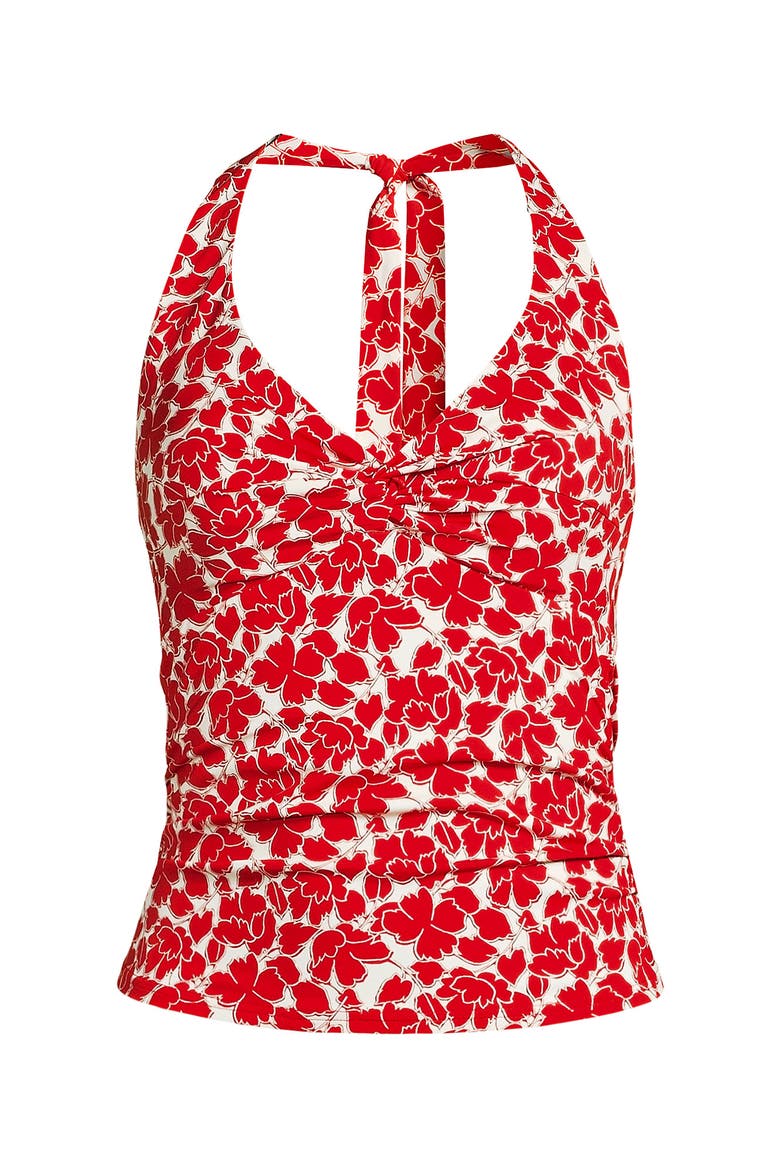 Plus Size Twist Halter Tankini Top, Alternate, color, Daylily Red Tossed Floral