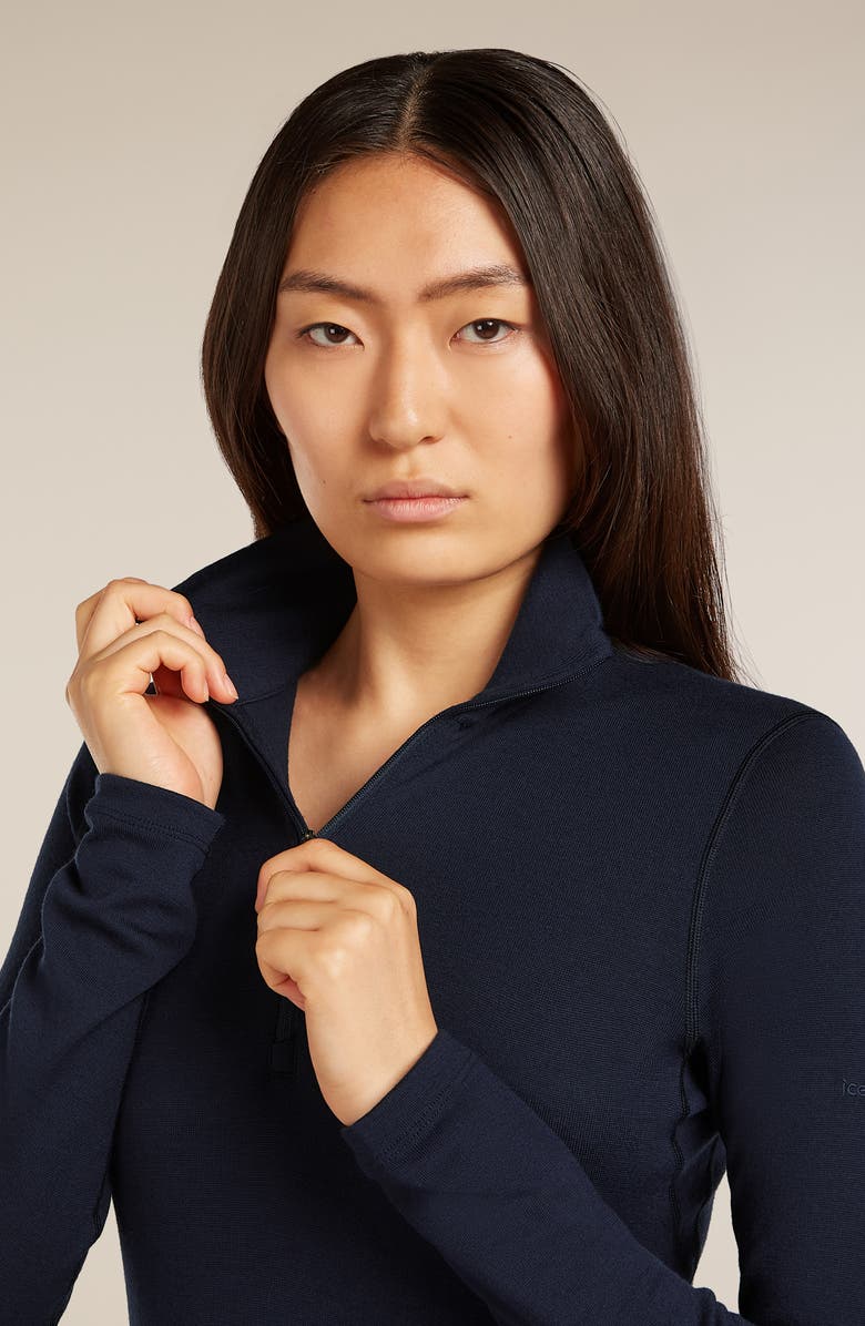 Icebreaker 260 Oasis Tech Merino Wool Half Zip Pullover, Alternate, color, Midnight Navy