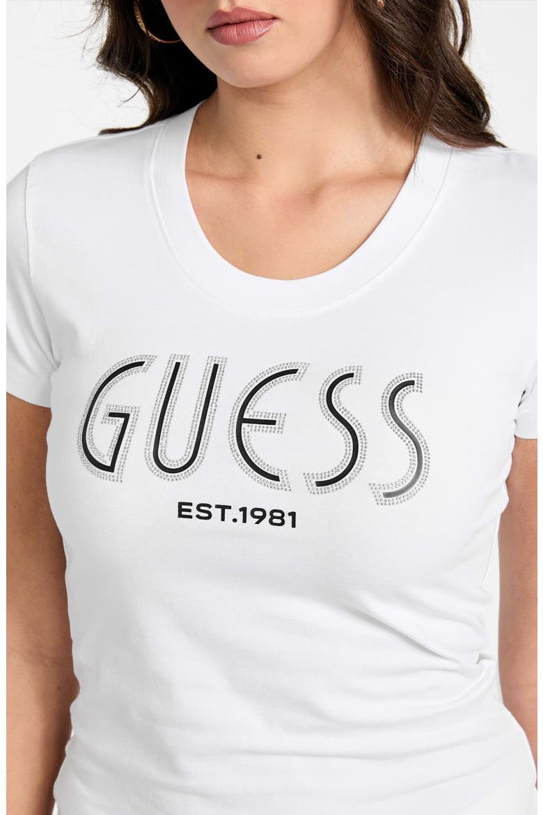 Studded Logo Graphic T-Shirt, Alternate, color, PURE WHITE