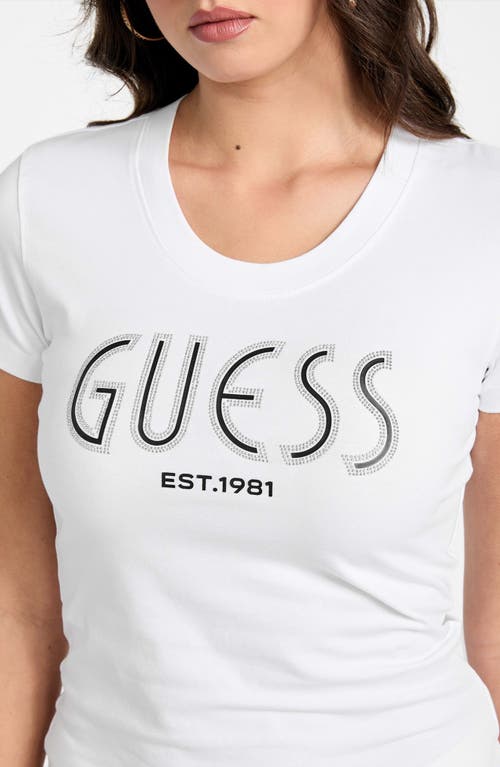 Guess Studded Logo Graphic T-shirt In White