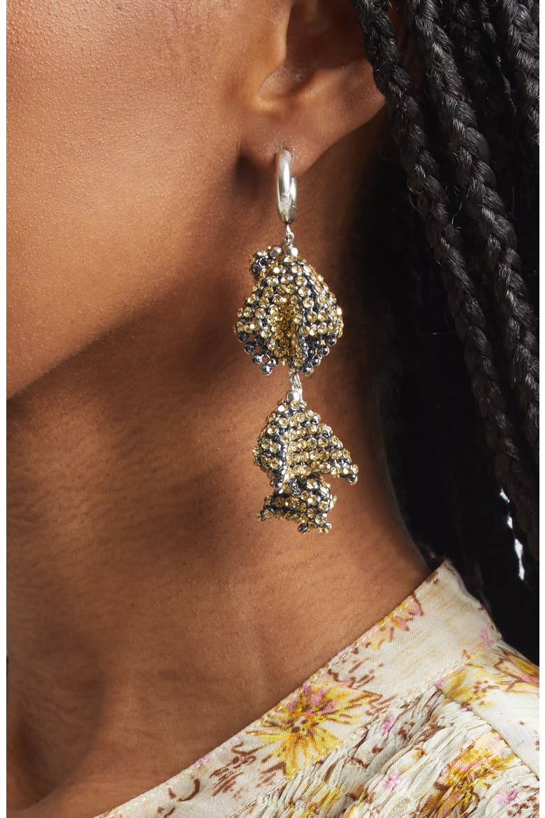 Mismatched Floral Drop Earrings, Alternate, color, YELLOW/ SILVER YWSI