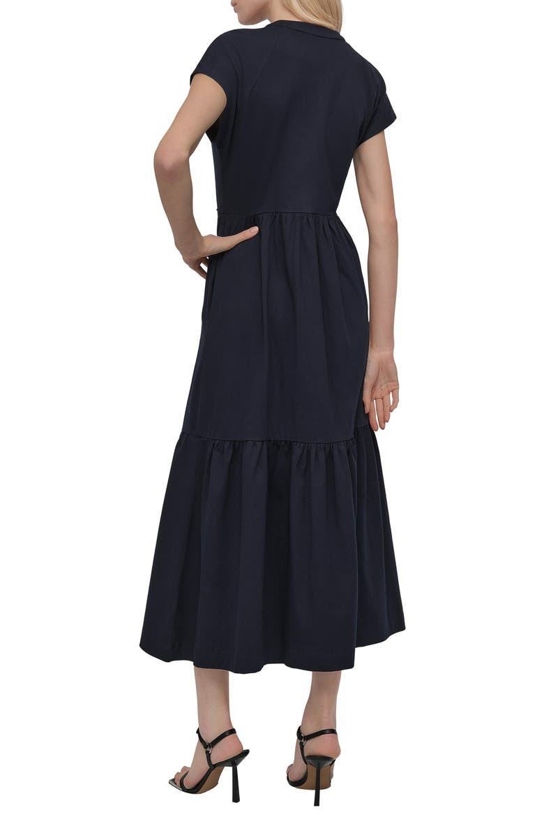 Tiered Stretch Cotton Maxi Dress, Alternate, color, SPRING NAVY