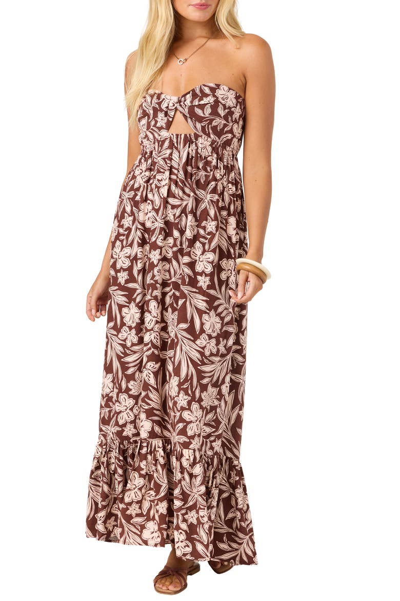 May Strapless Maxi Dress, Main, color, CHOCOLATE