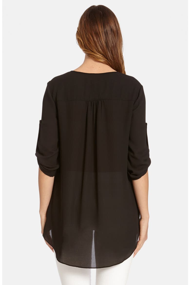 Asymmetrical Wrap Hem Top, Alternate, color, BLACK