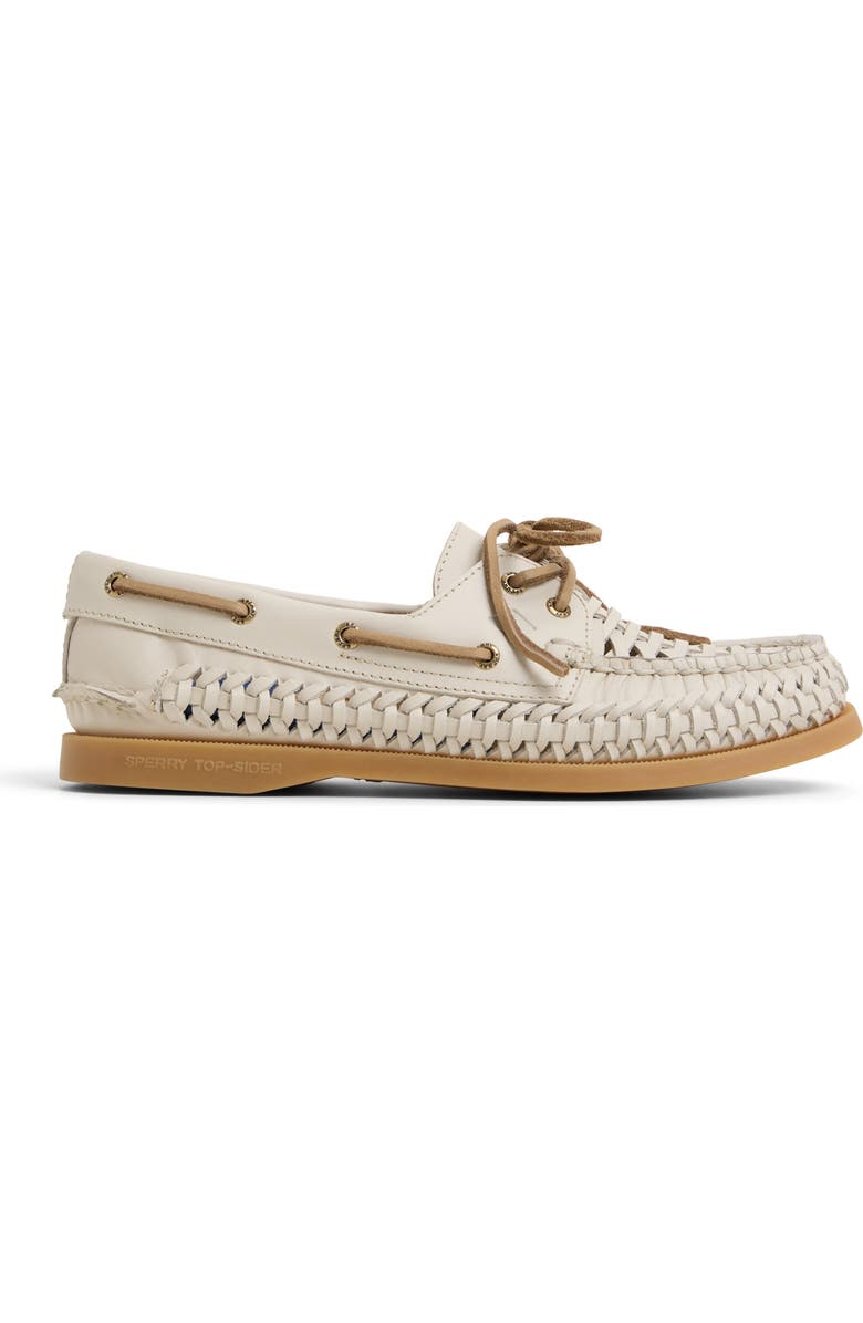 Sperry Authentic Original 2-Eye Woven Boat Shoe, Alternate, color, Tofu Leather Smooth