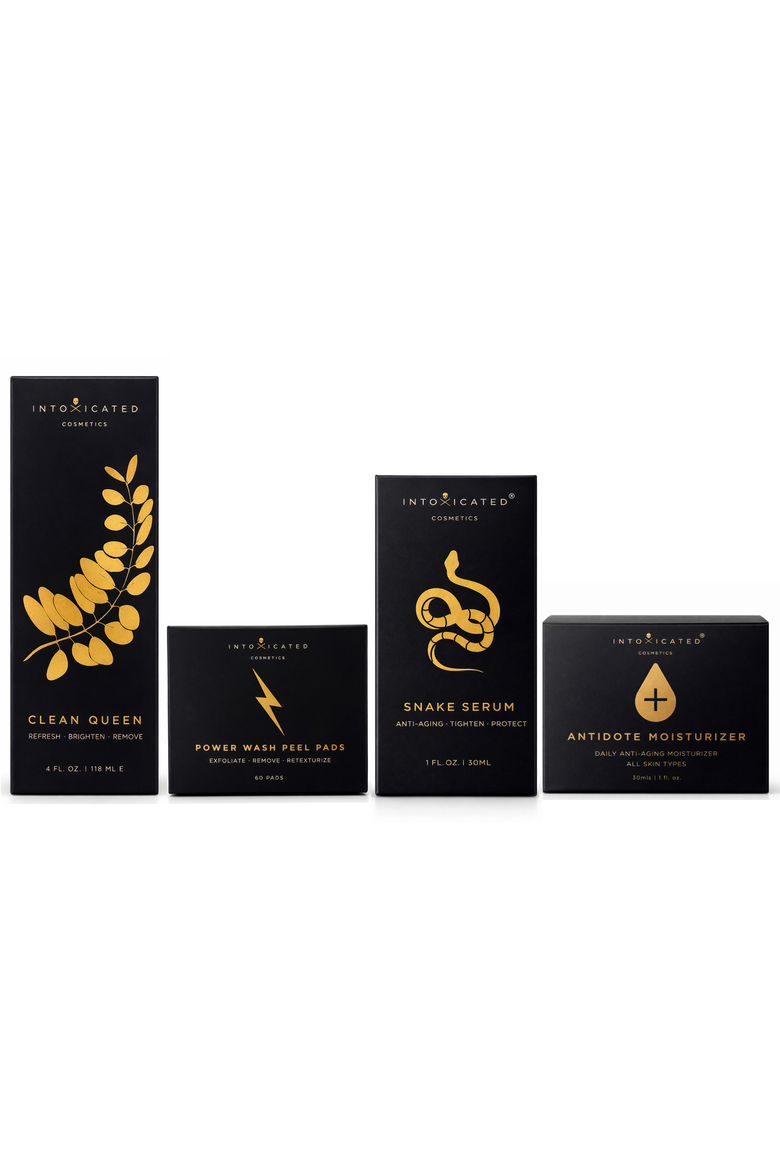 Complete Snake Set (Snake Serum, Antidote Moisturizer, Clean Queen, Power Wash Peel Pads) | Anti-Aging Skincare Serum with Vegan Snake Peptides, Fine Line Smoothing Daily Moisturizer, & Glyolic Exfoliation Bundle, Alternate, color, None
