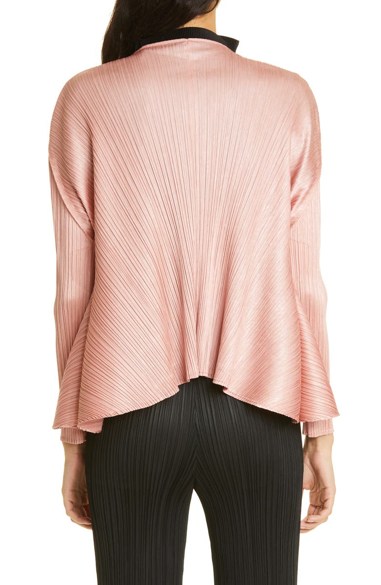 Pleats Please Issey Miyake Luster Pleated Open Front Jacket, Alternate, color,