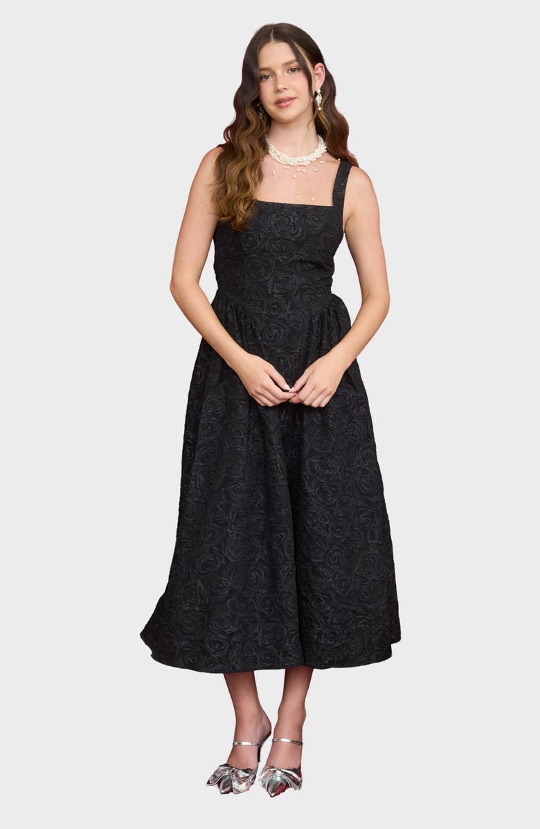 Blu Pepper Floral Midi Dress, Alternate, color, Black