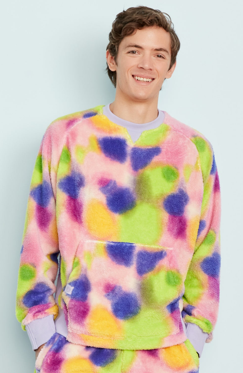 Jambys Floof Crew Crewneck, Main, color, Neon Blur