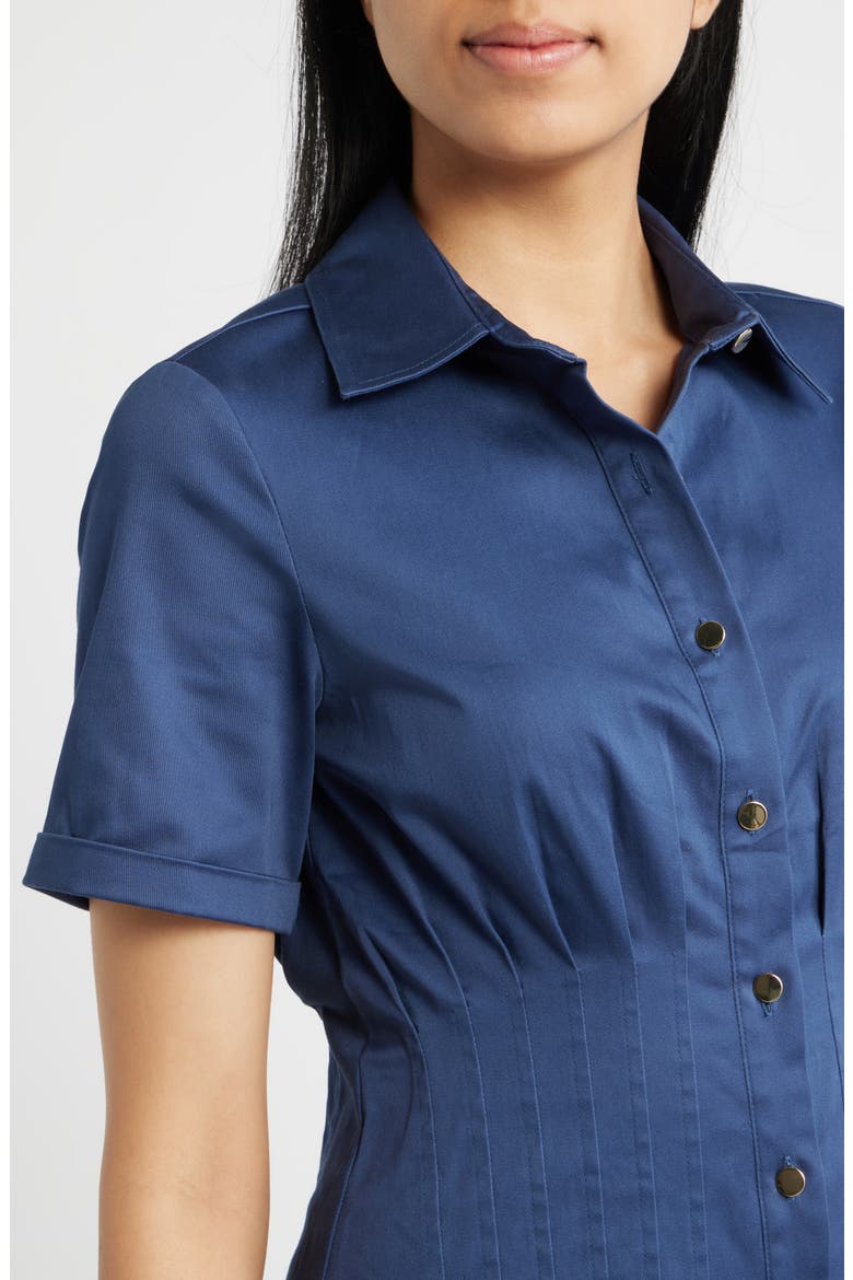Short Sleeve Stretch Cotton Shirtdress, Alternate, color, BLUE CARBON
