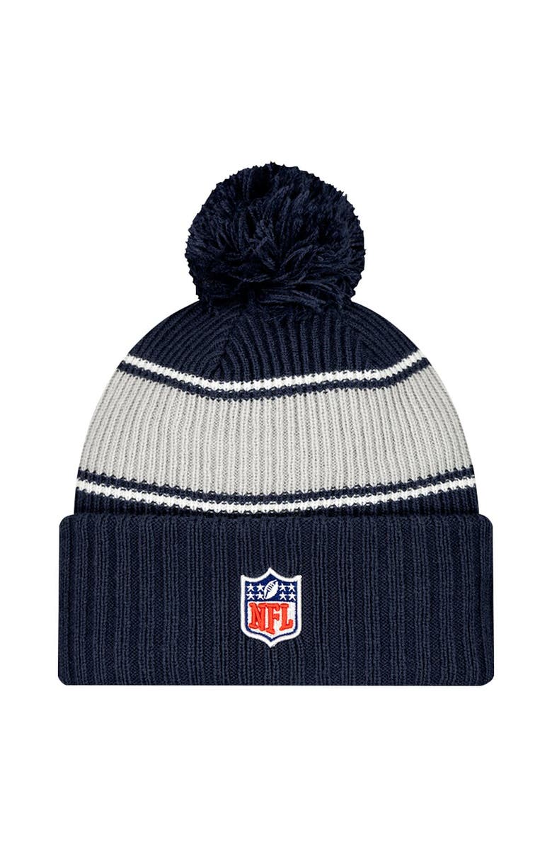 New Era Men's New Era Navy Dallas Cowboys 2024 Sideline Cuffed Knit Hat with Pom, Alternate, color, Navy