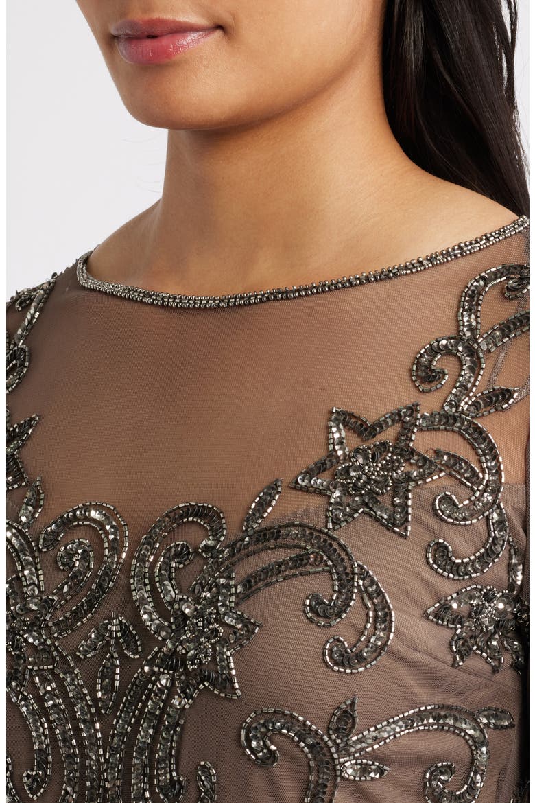 pisarro nights beaded illusion neck dress Pisarro Nights Beaded Illusion Neck Gown in Deep Mocha at Nordstrom, Size 14