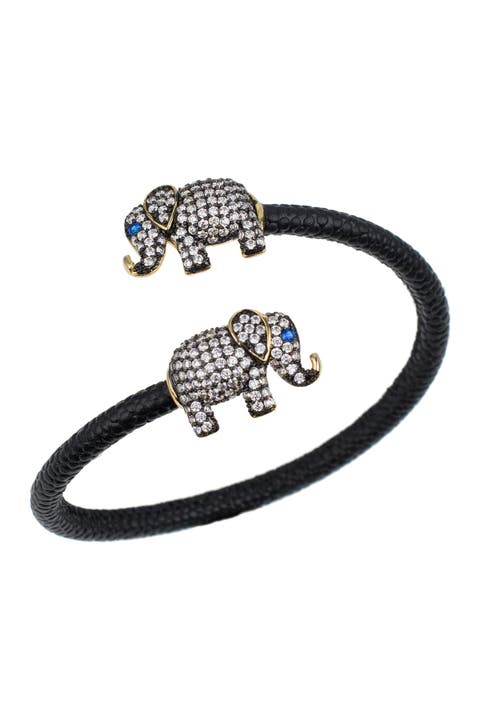 CZ & Faux Stingray Elephant Capped Bracelet