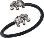 CZ by Kenneth Jay Lane CZ & Faux Stingray Elephant Capped Bracelet