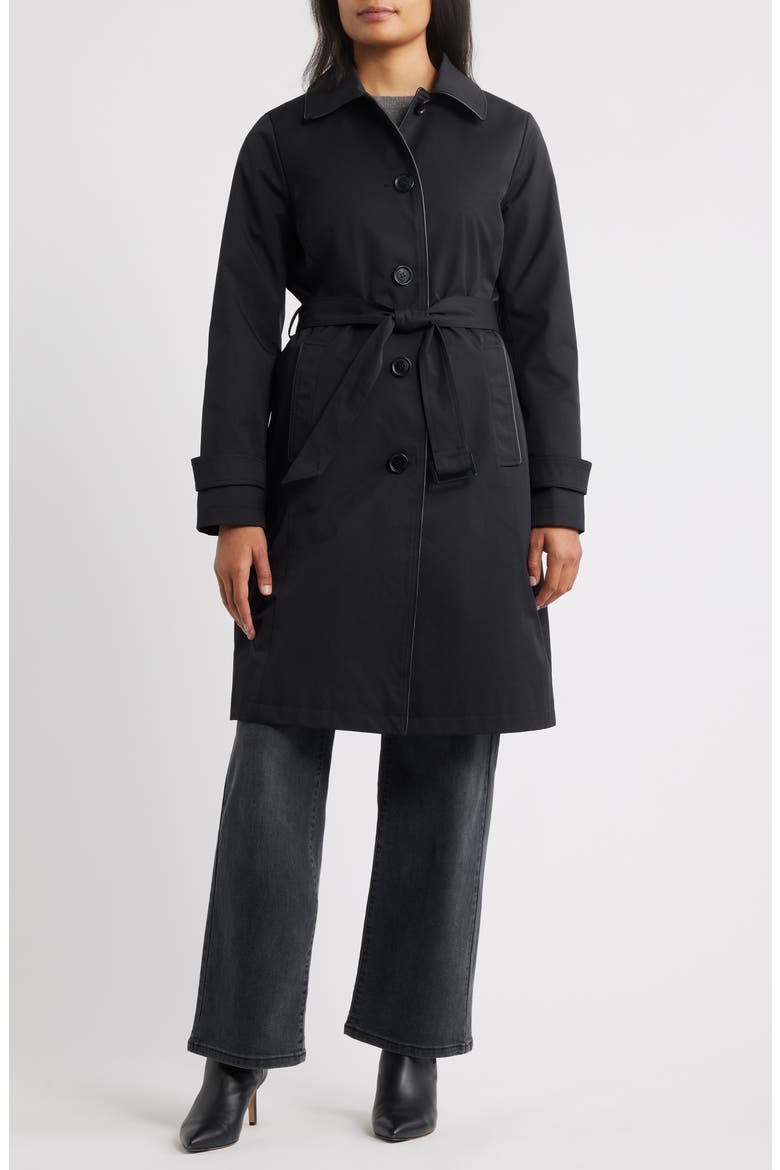 Water Resistant Belted Trench Coat, Main, color, BLACK
