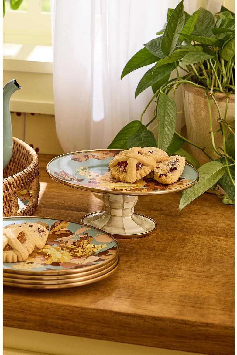 Wild Rose Slate Mini Pedestal Platter, Alternate, color, BLUE