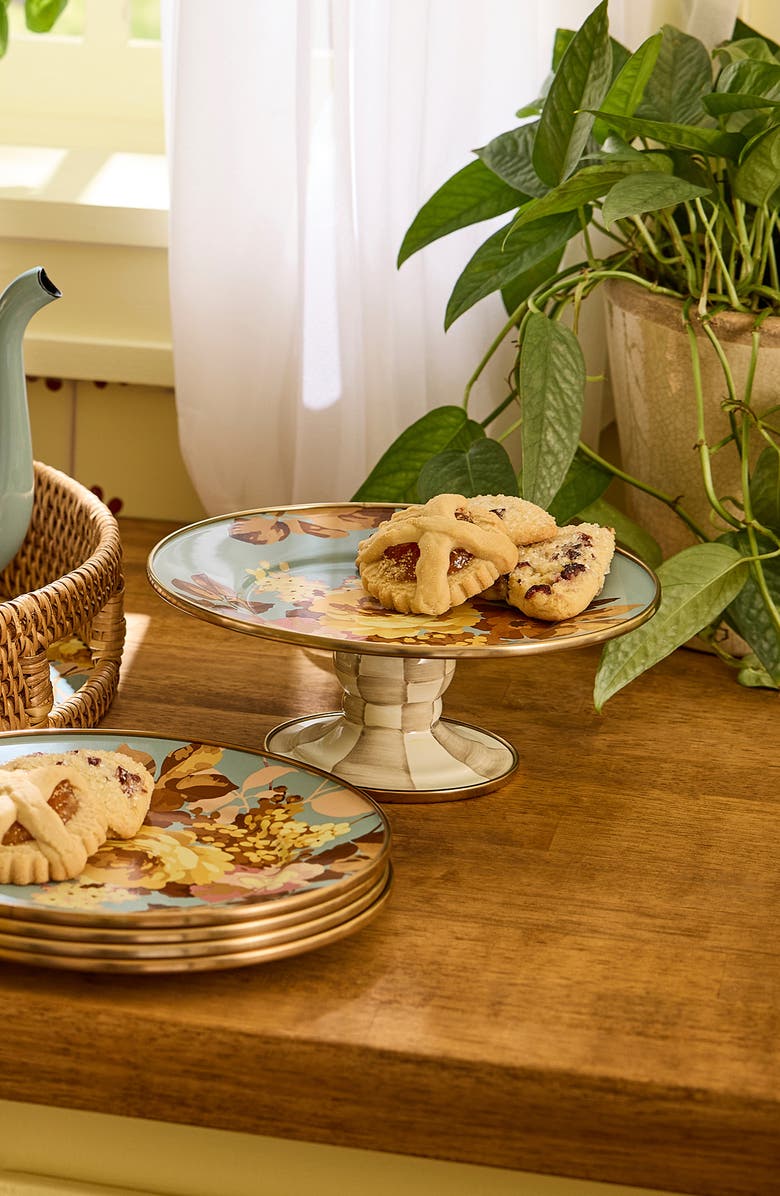 MACKENZIE CHILDS Wild Rose Slate Mini Pedestal Platter, Alternate, color, Blue