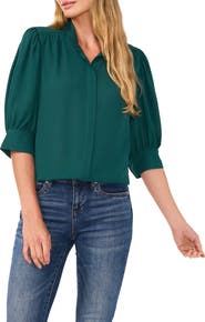 CeCe Puff Sleeve Button-Up Shirt