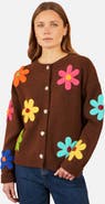 Yumi Knitted Flower Applique Cardigan